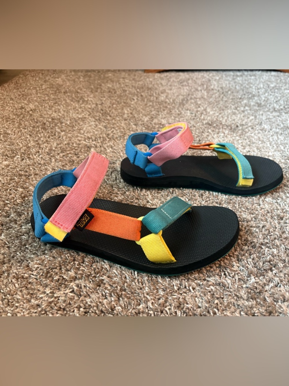 Ladies multicolored Teva sandals size 8